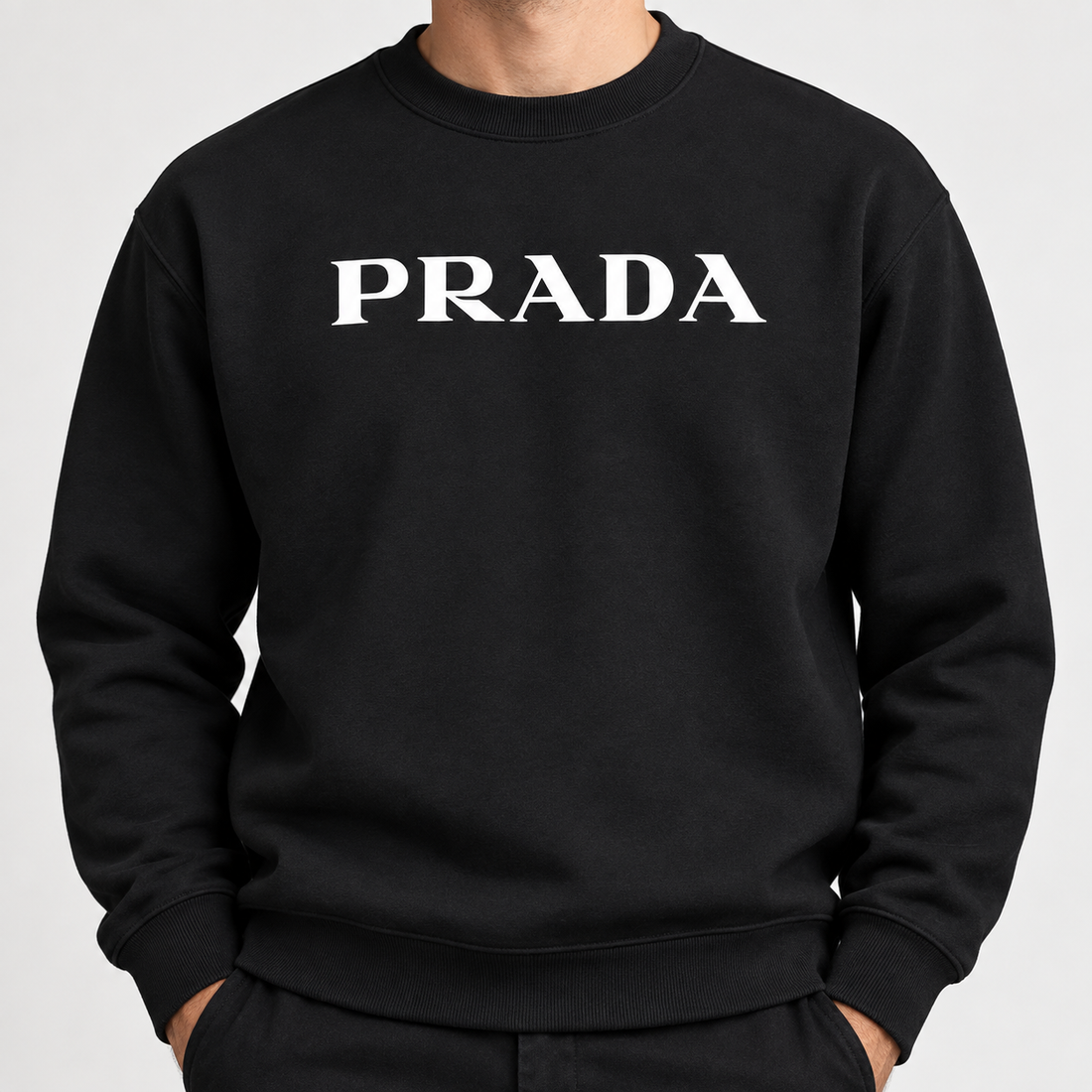 Men's Prada Crewneck Sweatshirt | Color: Black | Image 5