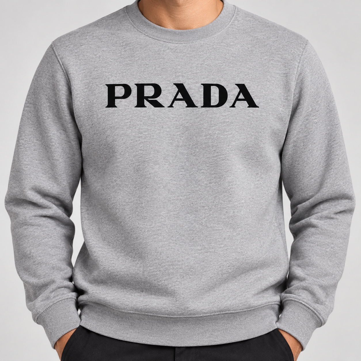 Men's Prada Crewneck Sweatshirt | Color: Grey | Image 5