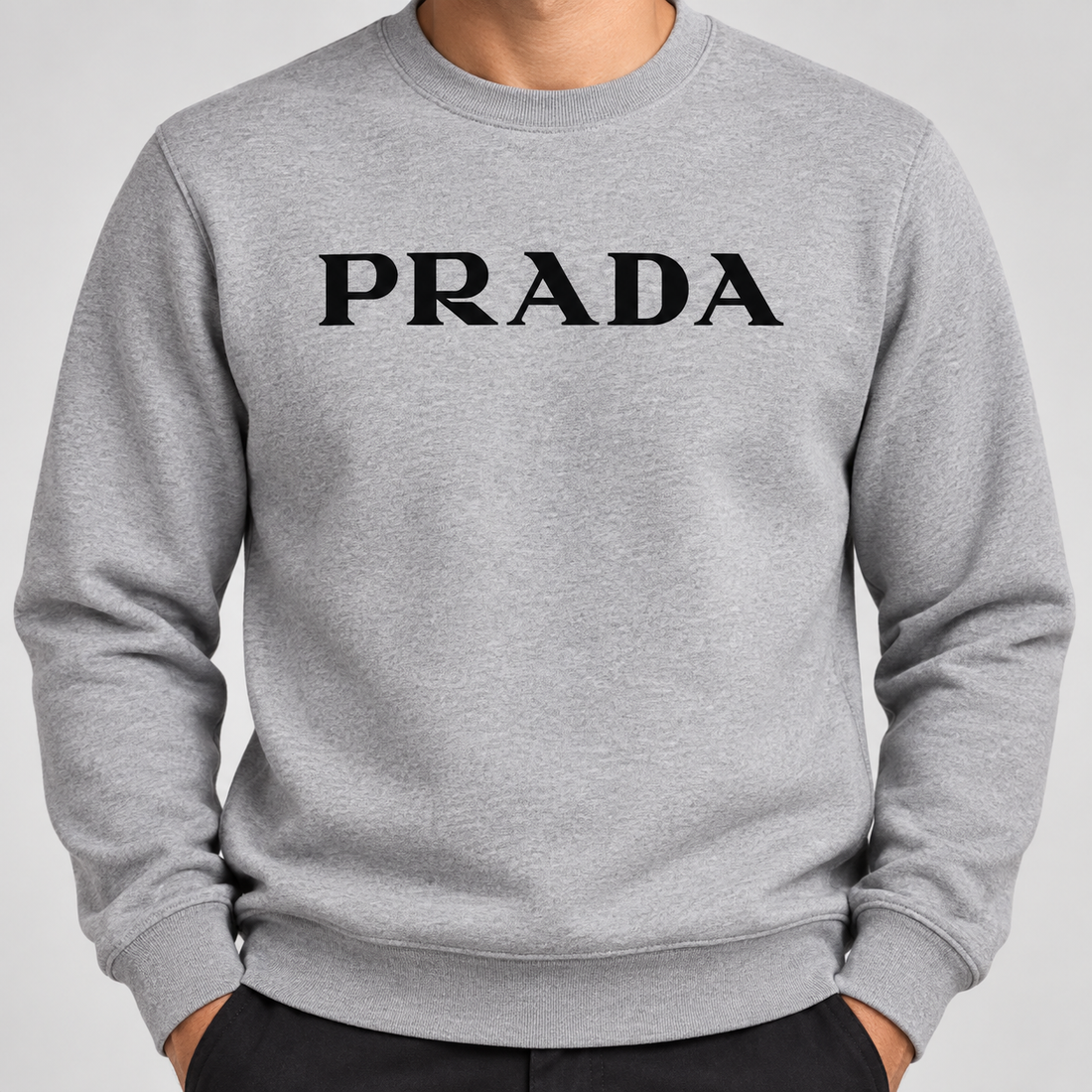 Men's Prada Crewneck Sweatshirt | Color: Grey | Image 5