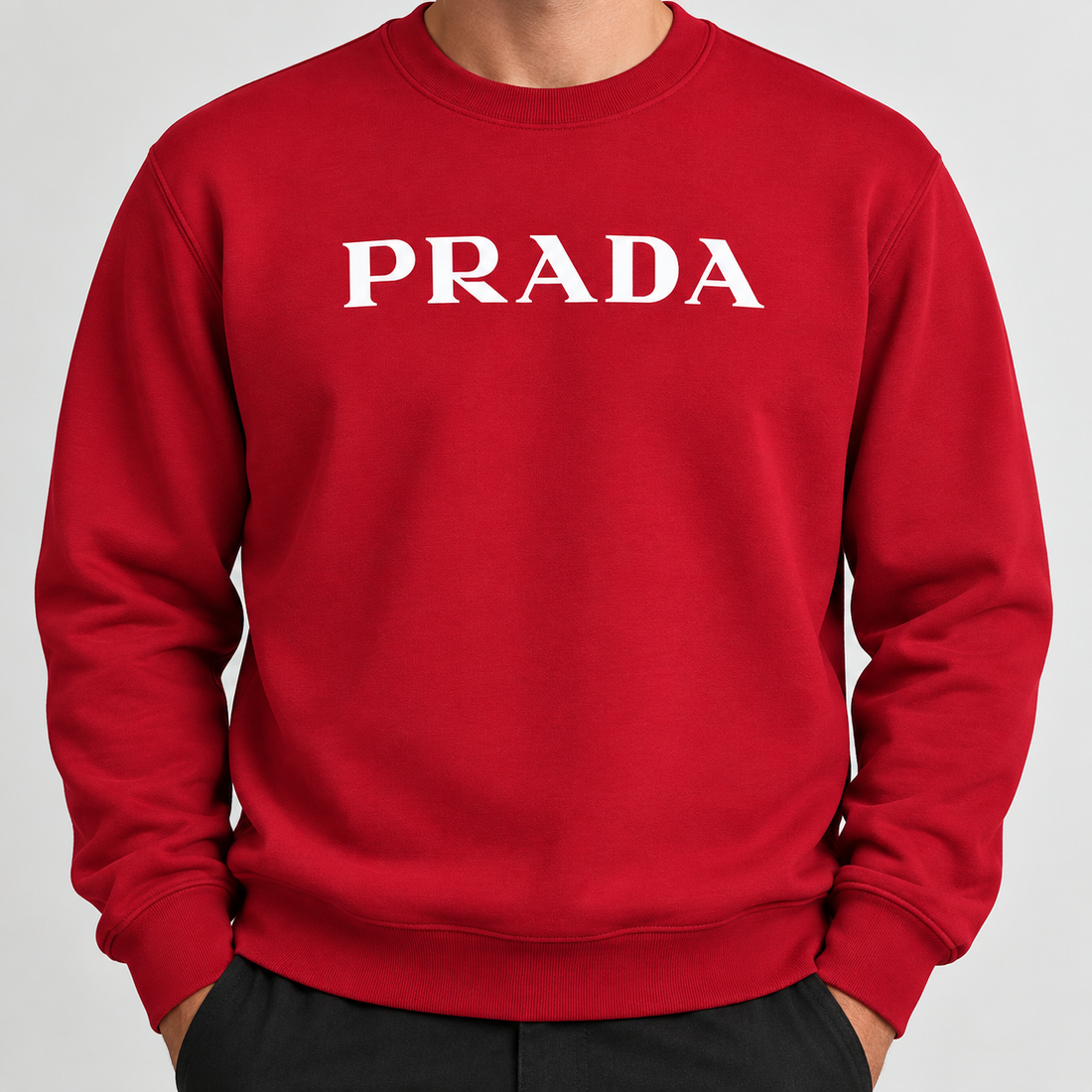 Men's Prada Crewneck Sweatshirt | Color: Red | Image 5