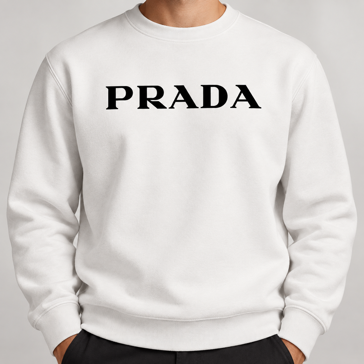 Men's Prada Crewneck Sweatshirt | Color: White | Image 5