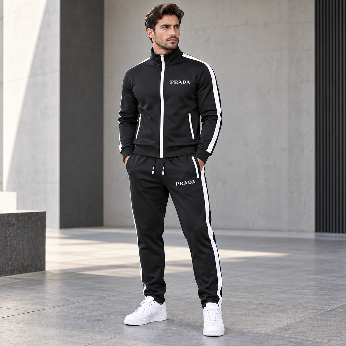 Men's Prada Dri-Fit TrackSuit - Black - Image 2
