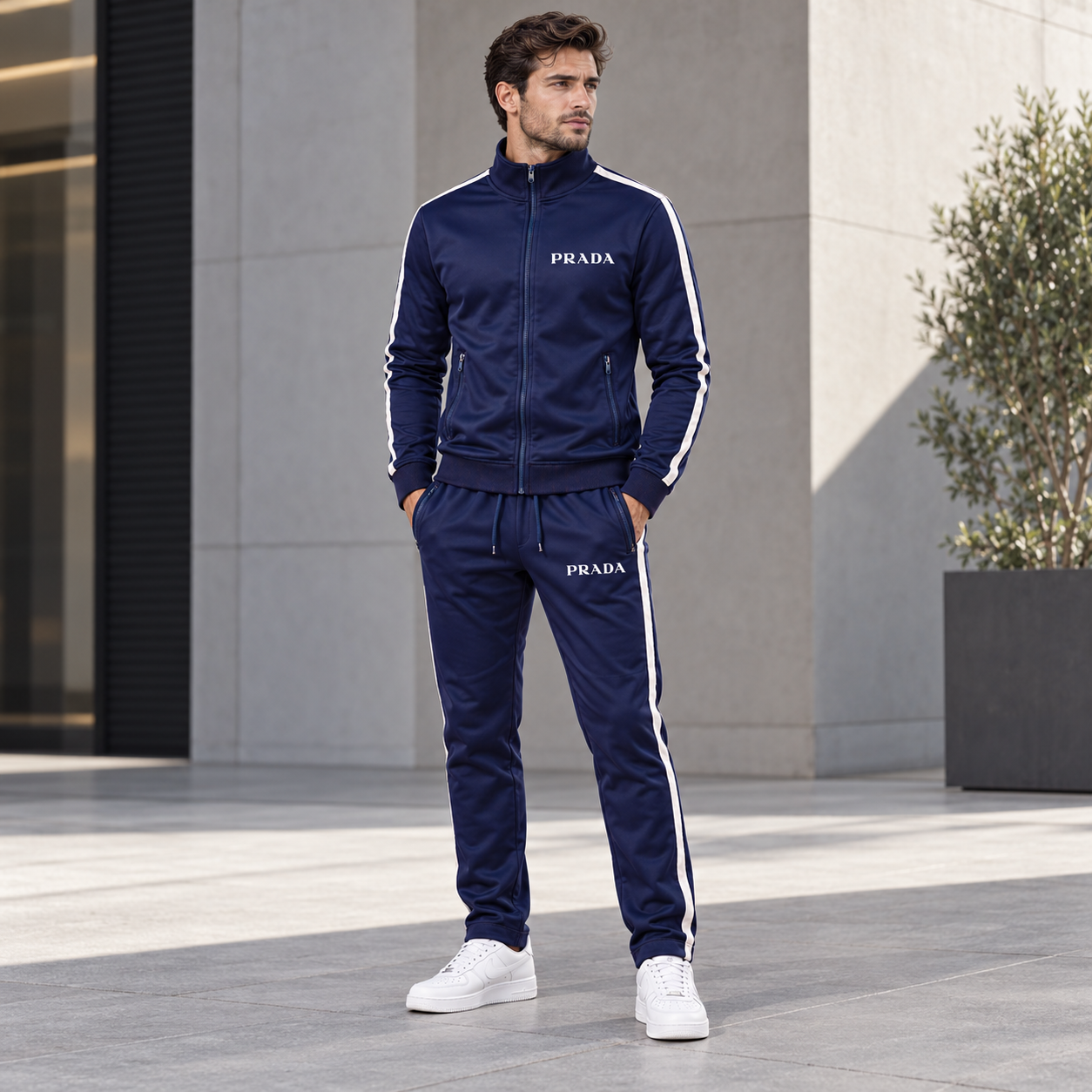 Men's Prada Dri-Fit TrackSuit - Navy - Image 2
