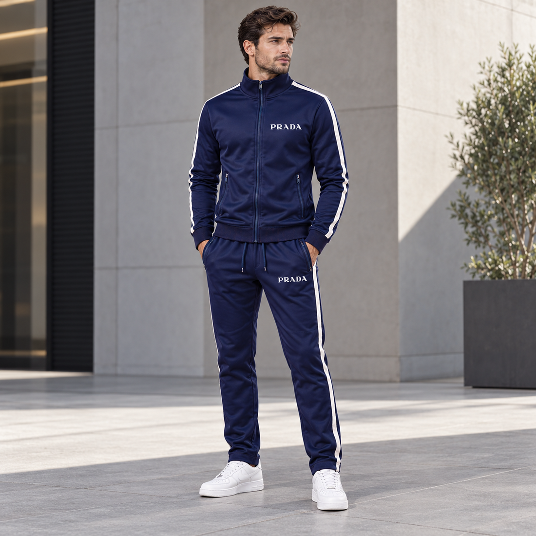 Men's Prada Dri-Fit TrackSuit - Navy - Image 2