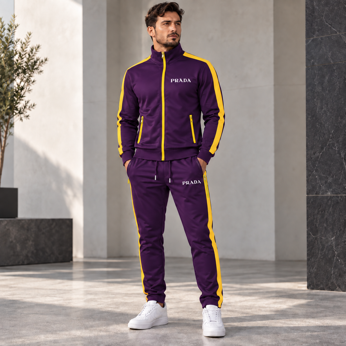 Men's Prada Dri-Fit TrackSuit | Color: Purple | Image 1