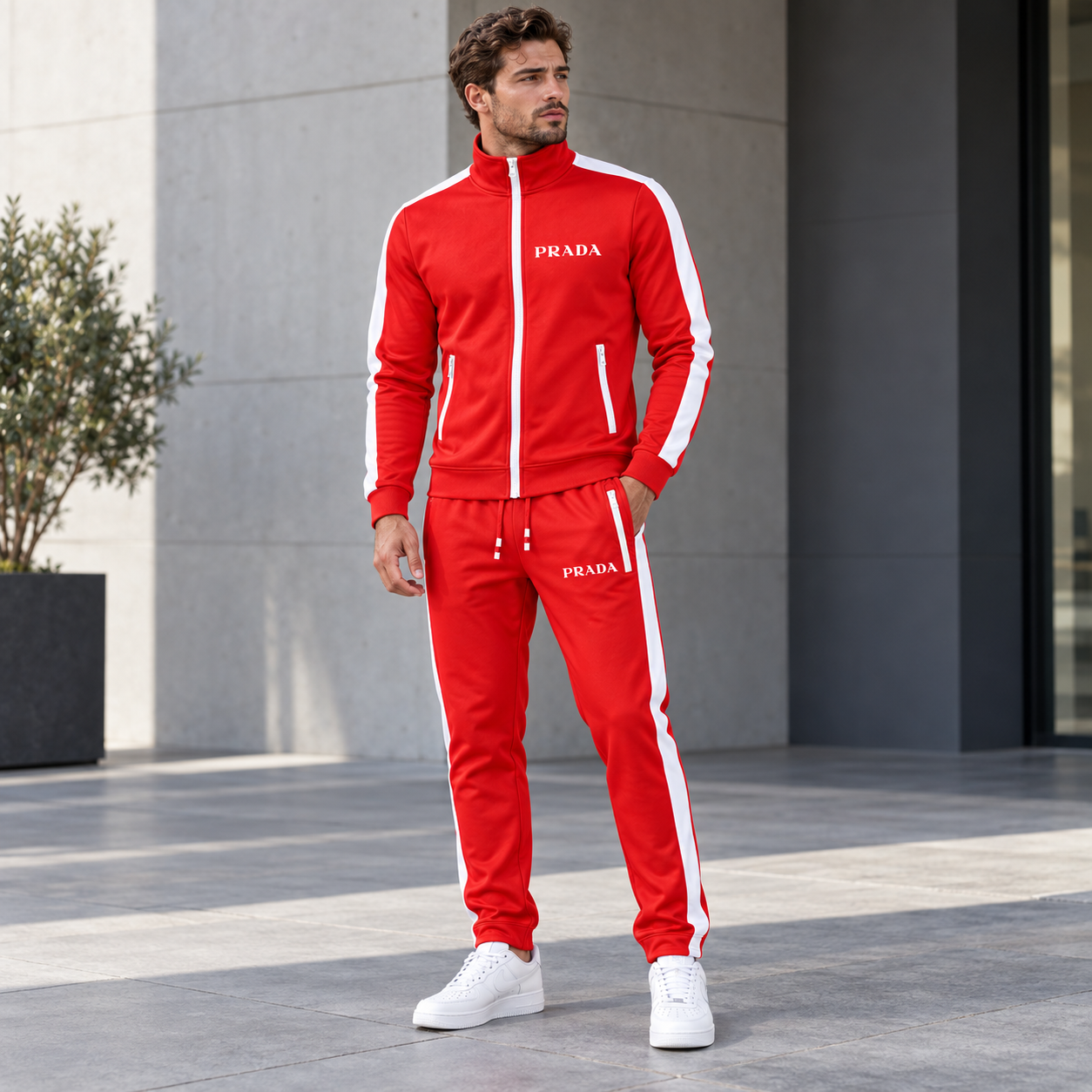 Men's Prada Dri-Fit TrackSuit - Red - Image 2