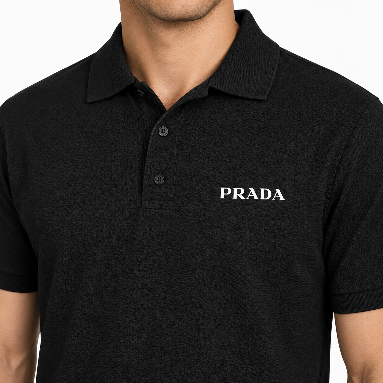 Men's Prada Dry Blend Polo | Color: Black | Image 5
