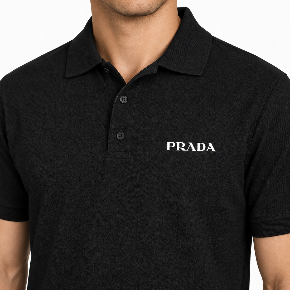 Men's Prada Dry Blend Polo | Color: Black | Image 5