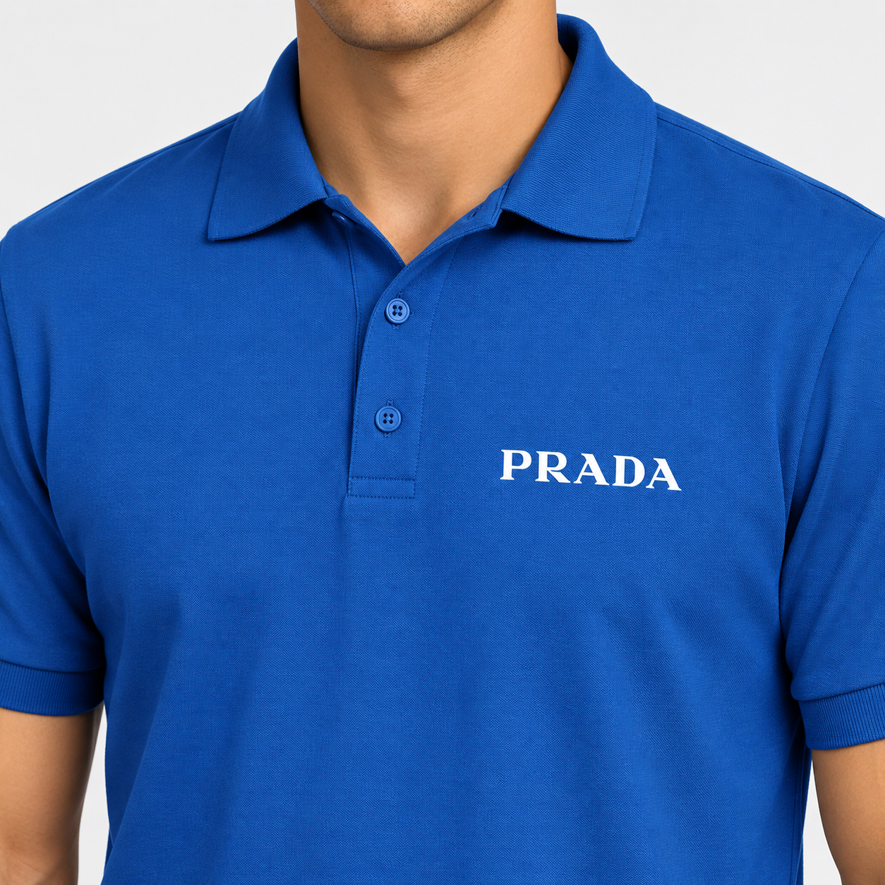 Men's Prada Dry Blend Polo | Color: Blue | Image 5