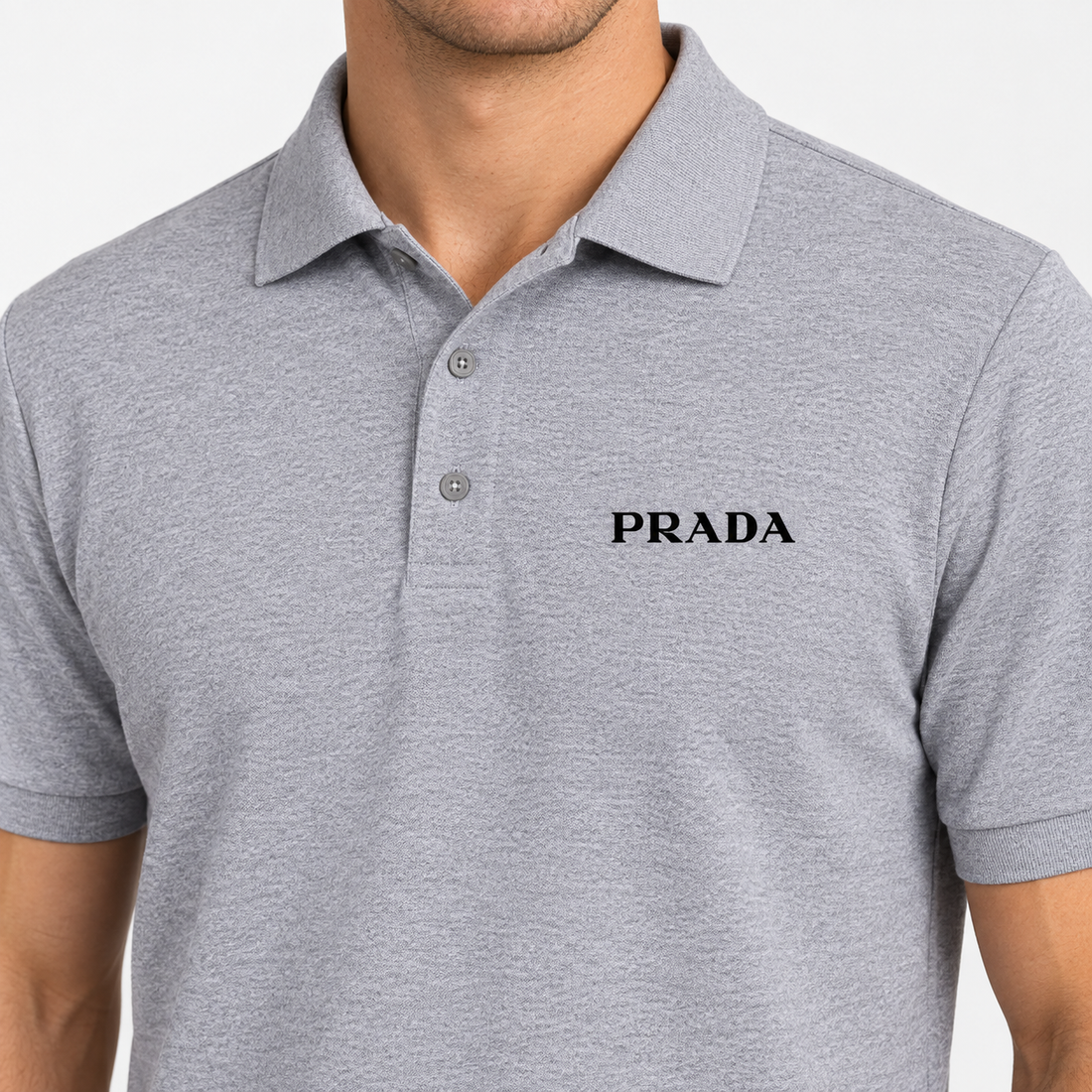 Men's Prada Dry Blend Polo | Color: Grey | Image 5