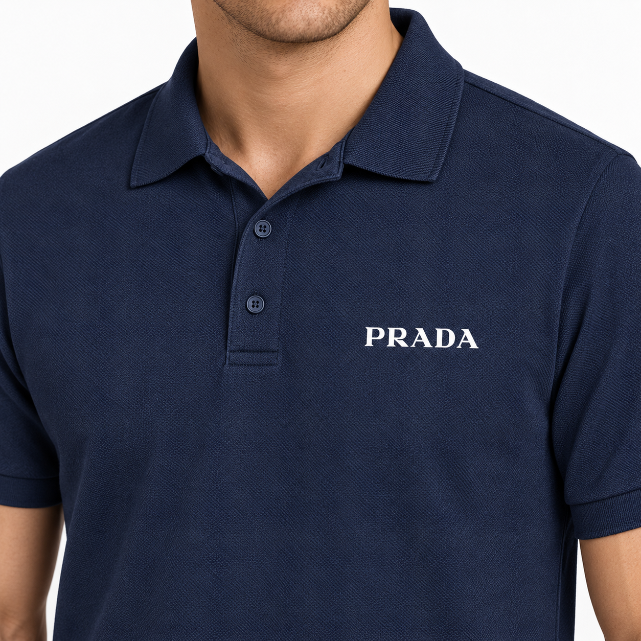 Men's Prada Dry Blend Polo | Color: Navy | Image 5