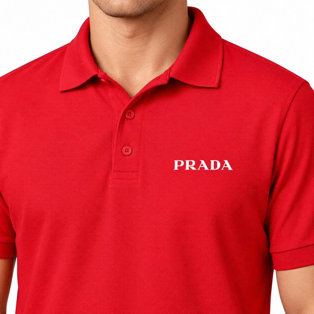 Men's Prada Dry Blend Polo | Color: Red | Image 5