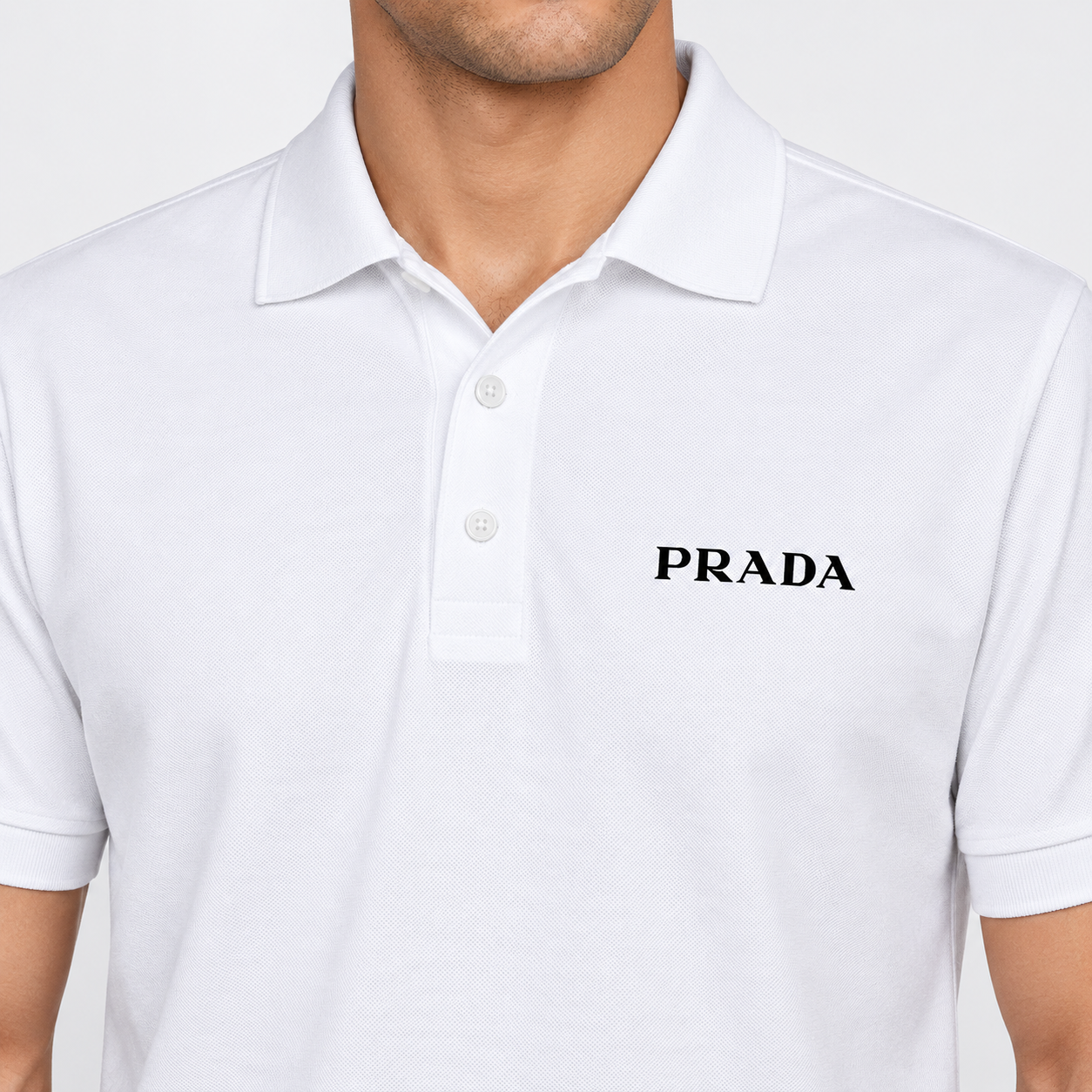 Men's Prada Dry Blend Polo | Color: White | Image 5