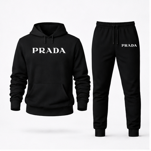 Men's Prada Hoodie Joggers Set | Color: Black | Image 1