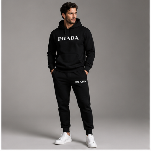 Men's Prada Hoodie Joggers Set | Color: Black | Image 2