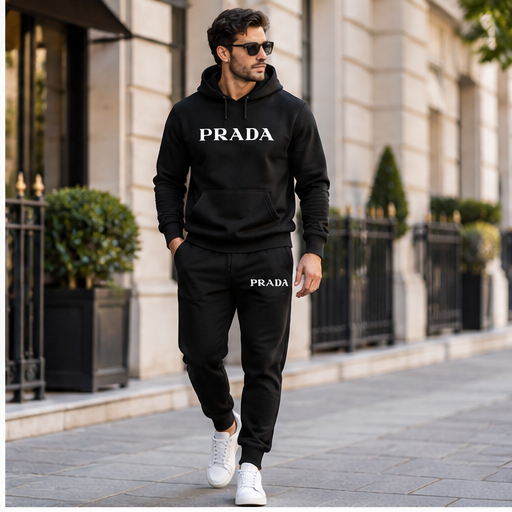 Men's Prada Hoodie Joggers Set | Color: Black | Image 3