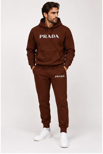 Men's Prada Hoodie Joggers Set | Color: Brown | Image 2