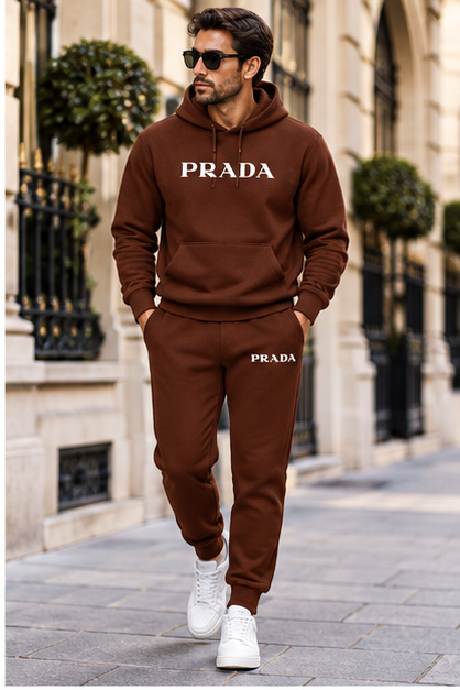 Men's Prada Hoodie Joggers Set | Color: Brown | Image 3