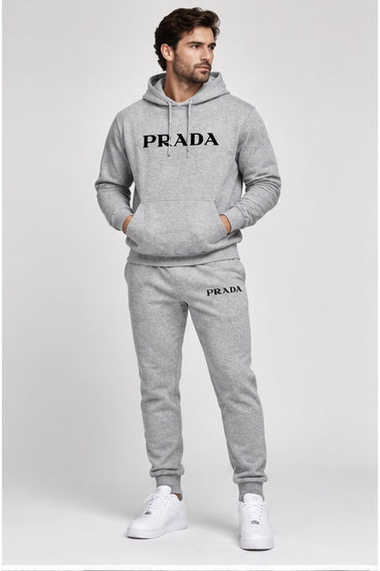 Men's Prada Hoodie Joggers Set | Color: Grey | Image 2