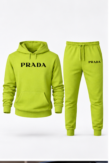 Men's Prada Hoodie Joggers Set | Color: Lime Green | Image 1