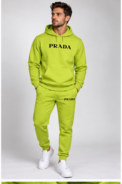 Men's Prada Hoodie Joggers Set | Color: Lime Green | Image 2