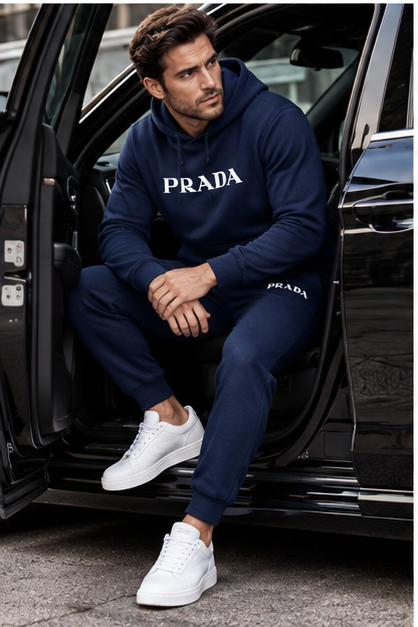 Men's Prada Hoodie Joggers Set | Color: Navy | Image 4