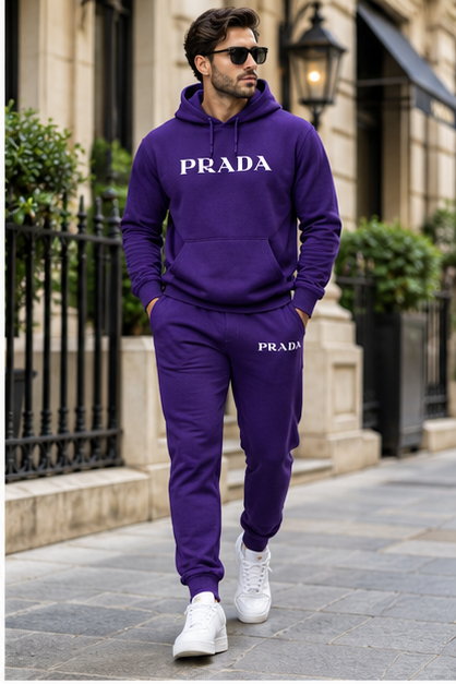 Men's Prada Hoodie Joggers Set | Color: Purple | Image 3
