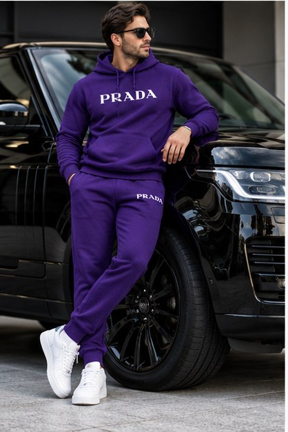 Men's Prada Hoodie Joggers Set | Color: Purple | Image 4