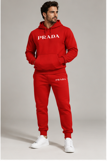 Men's Prada Hoodie Joggers Set | Color: Red | Image 2