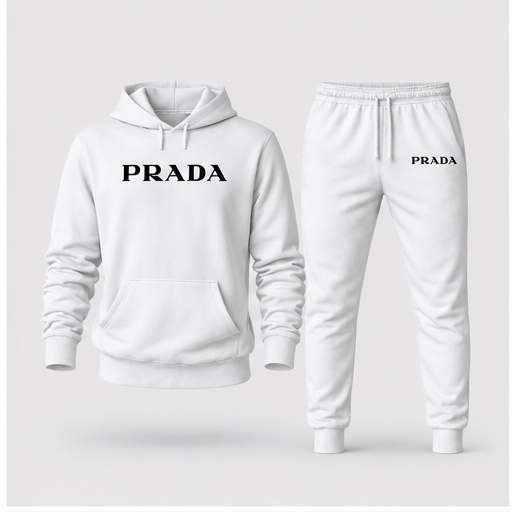Men's Prada Hoodie Joggers Set | Color: White | Image 1