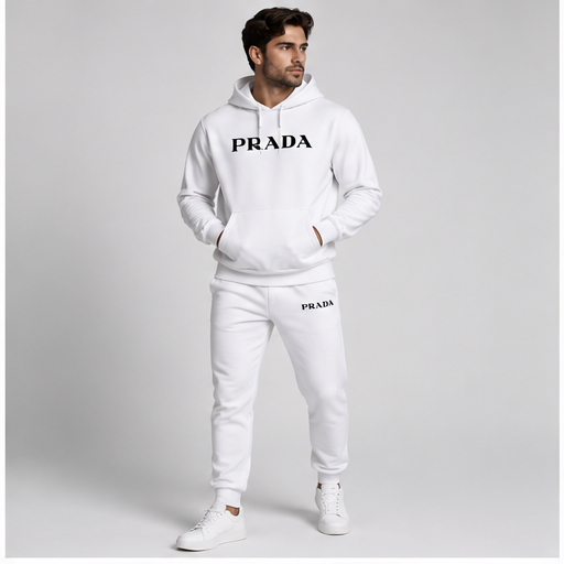 Men's Prada Hoodie Joggers Set | Color: White | Image 2