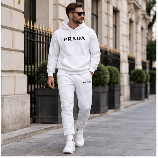 Men's Prada Hoodie Joggers Set | Color: White | Image 3