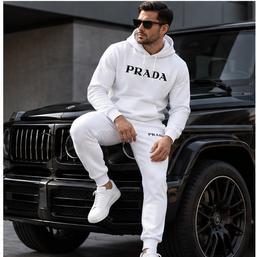 Men's Prada Hoodie Joggers Set | Color: White | Image 4