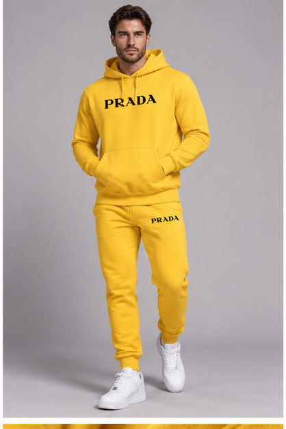Men's Prada Hoodie Joggers Set | Color: Yellow | Image 2