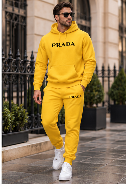 Men's Prada Hoodie Joggers Set | Color: Yellow | Image 3