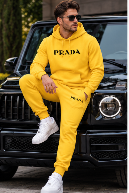 Men's Prada Hoodie Joggers Set | Color: Yellow | Image 4