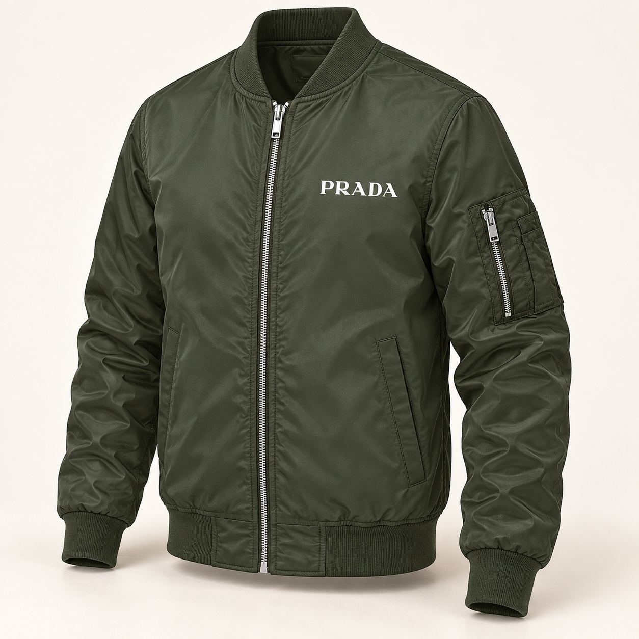 Men's Prada Lightweight Bomber Jacket | Color: Army Green | Image 1