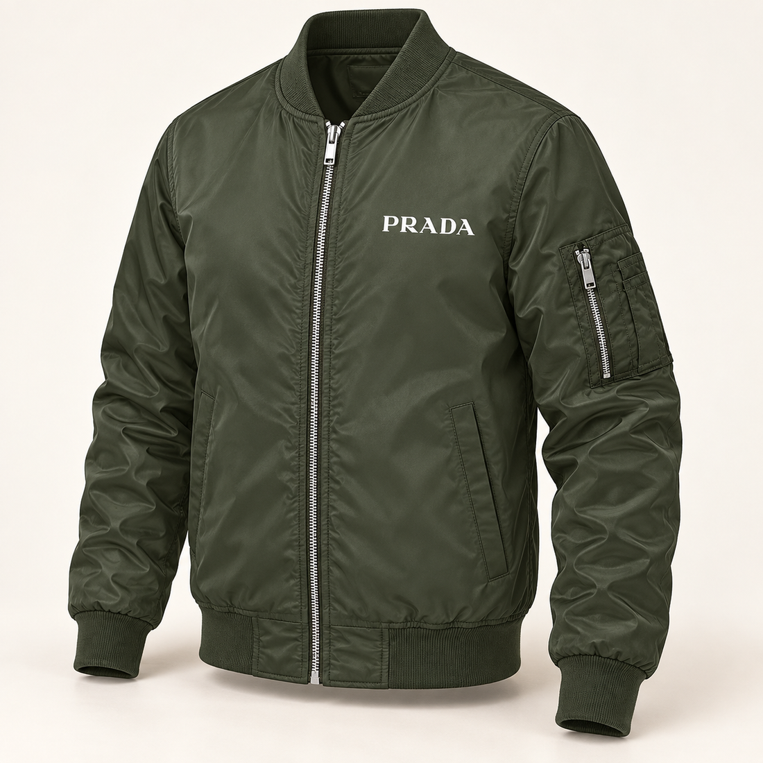 Men's Prada Lightweight Bomber Jacket | Color: Army Green | Image 1