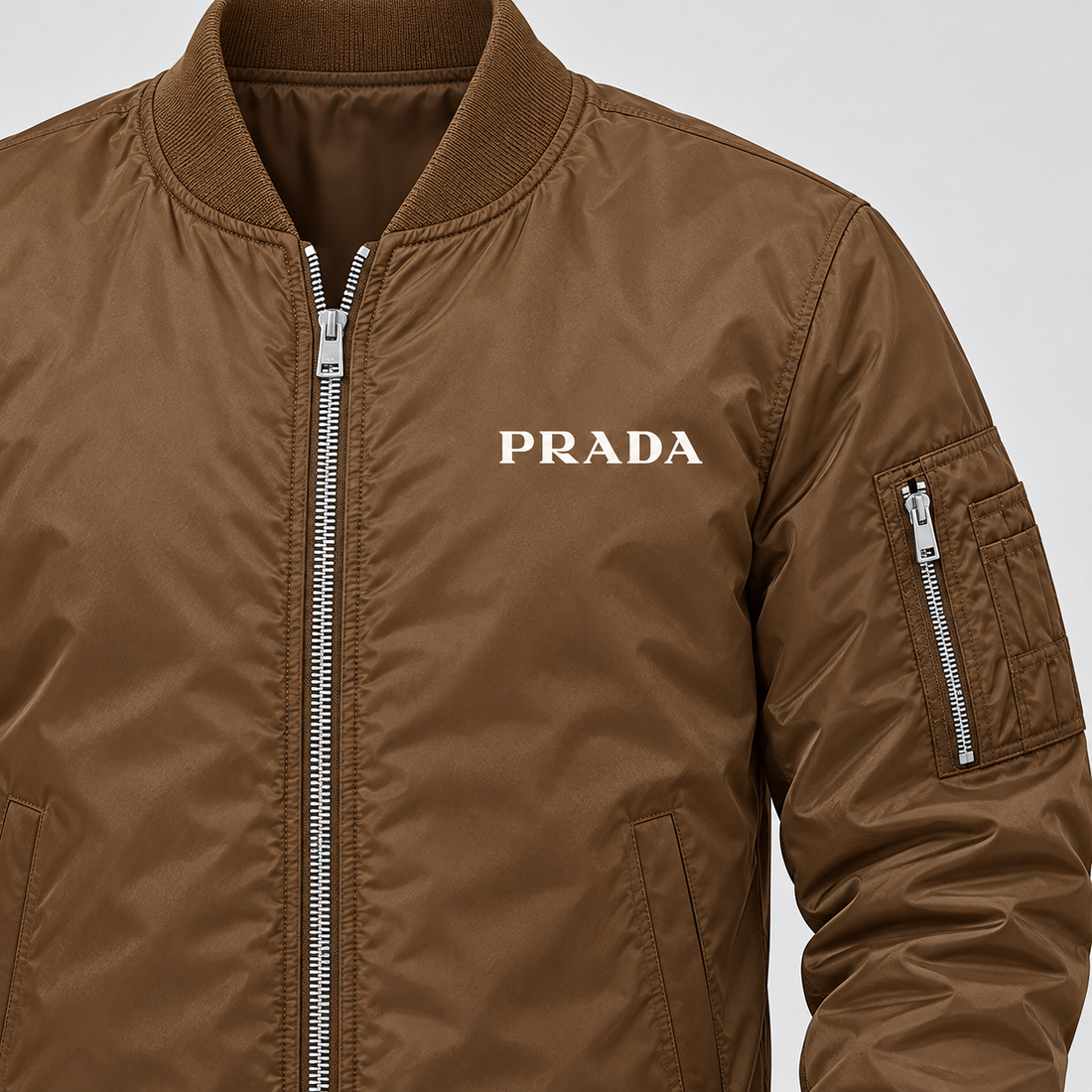 Men's Prada Lightweight Bomber Jacket | Color: Brown | Image 5