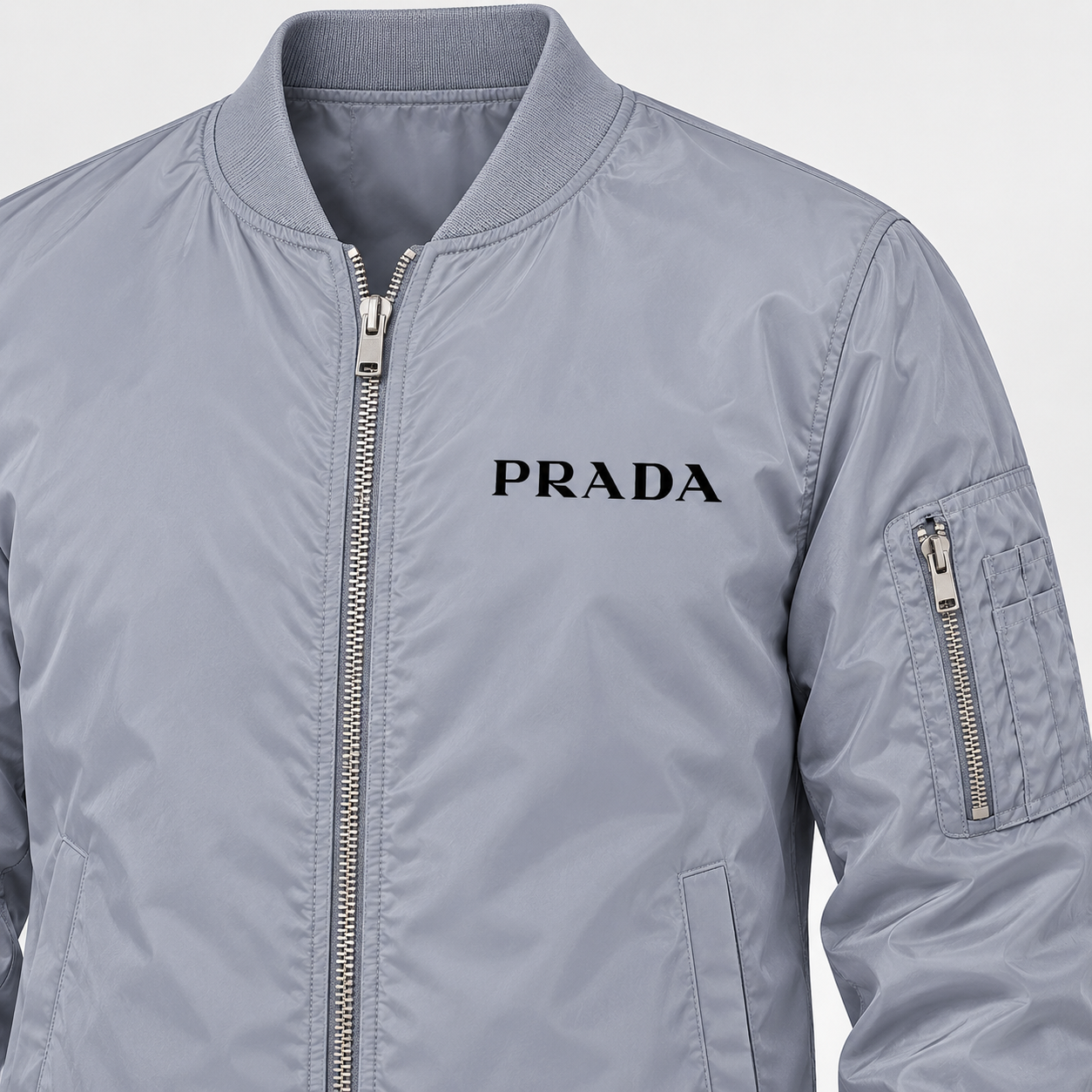 Men's Prada Lightweight Bomber Jacket | Color: Grey | Image 5