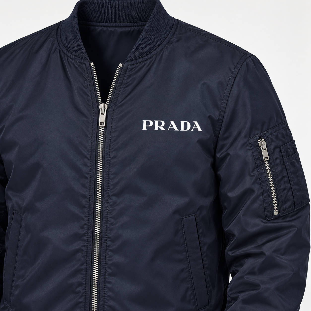 Men's Prada Lightweight Bomber Jacket | Color: Navy | Image 5