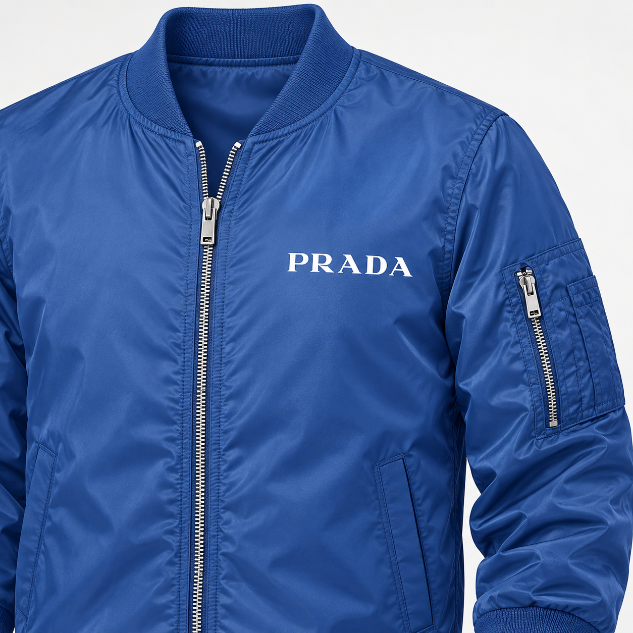 Men's Prada Lightweight Bomber Jacket | Color: Royal Blue | Image 5