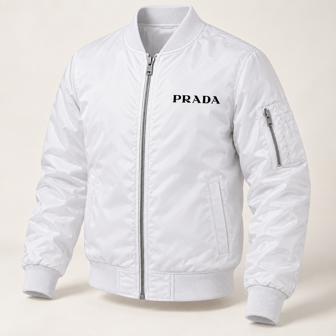 Men's Prada Lightweight Bomber Jacket | Color: White | Image 1