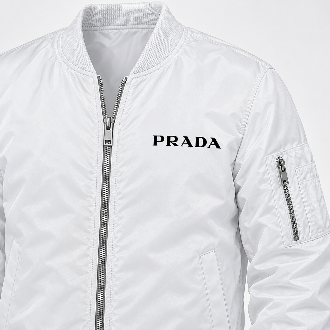 Men's Prada Lightweight Bomber Jacket | Color: White | Image 5