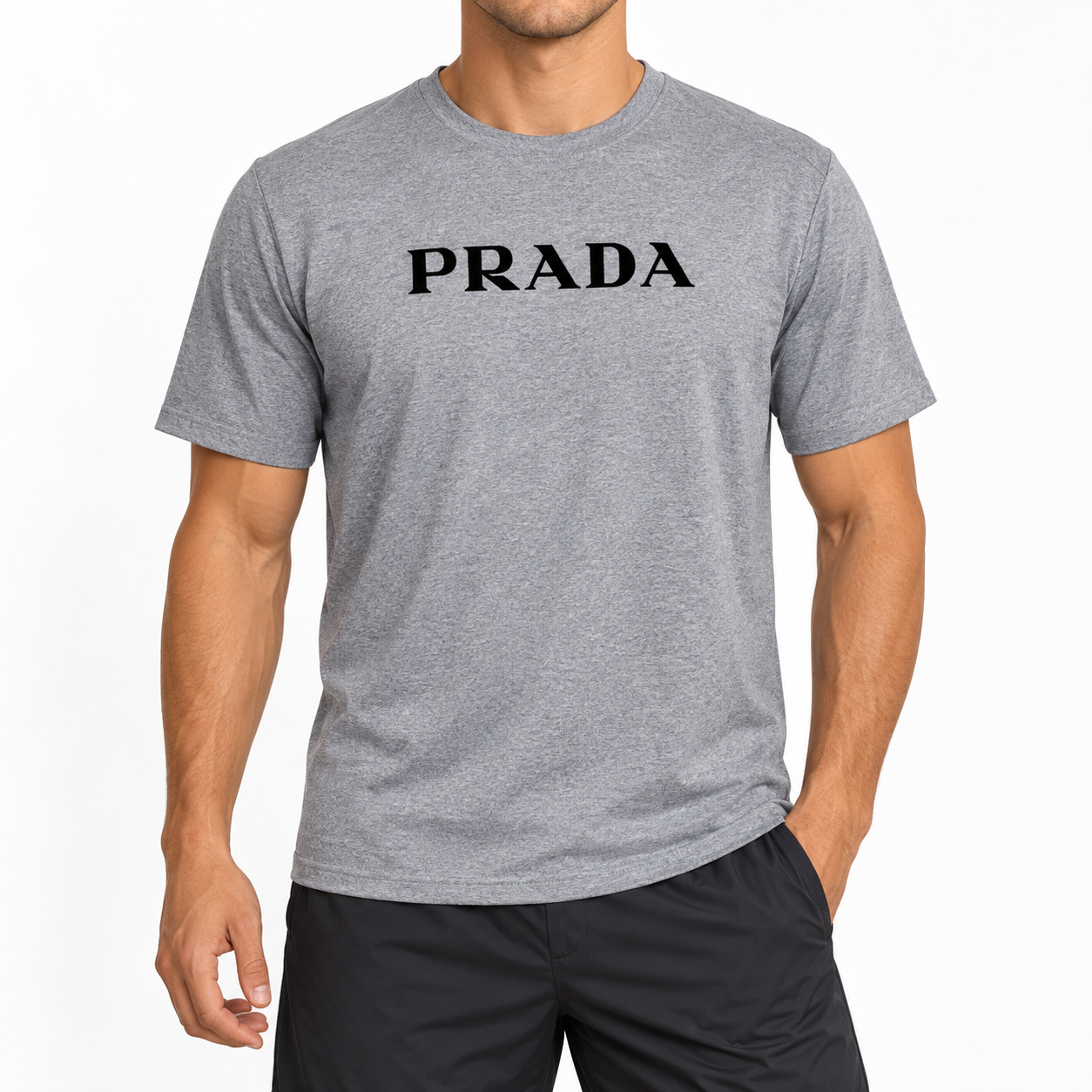Men's Prada Performance T-Shirt | Color: Grey | Image 2