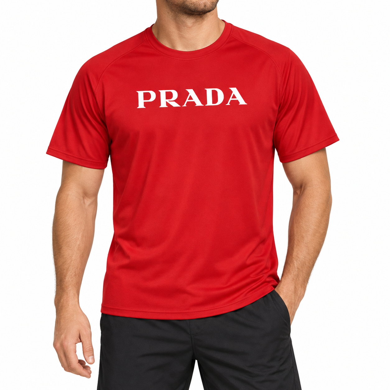 Men's Prada Performance T-Shirt | Color: Red | Image 2