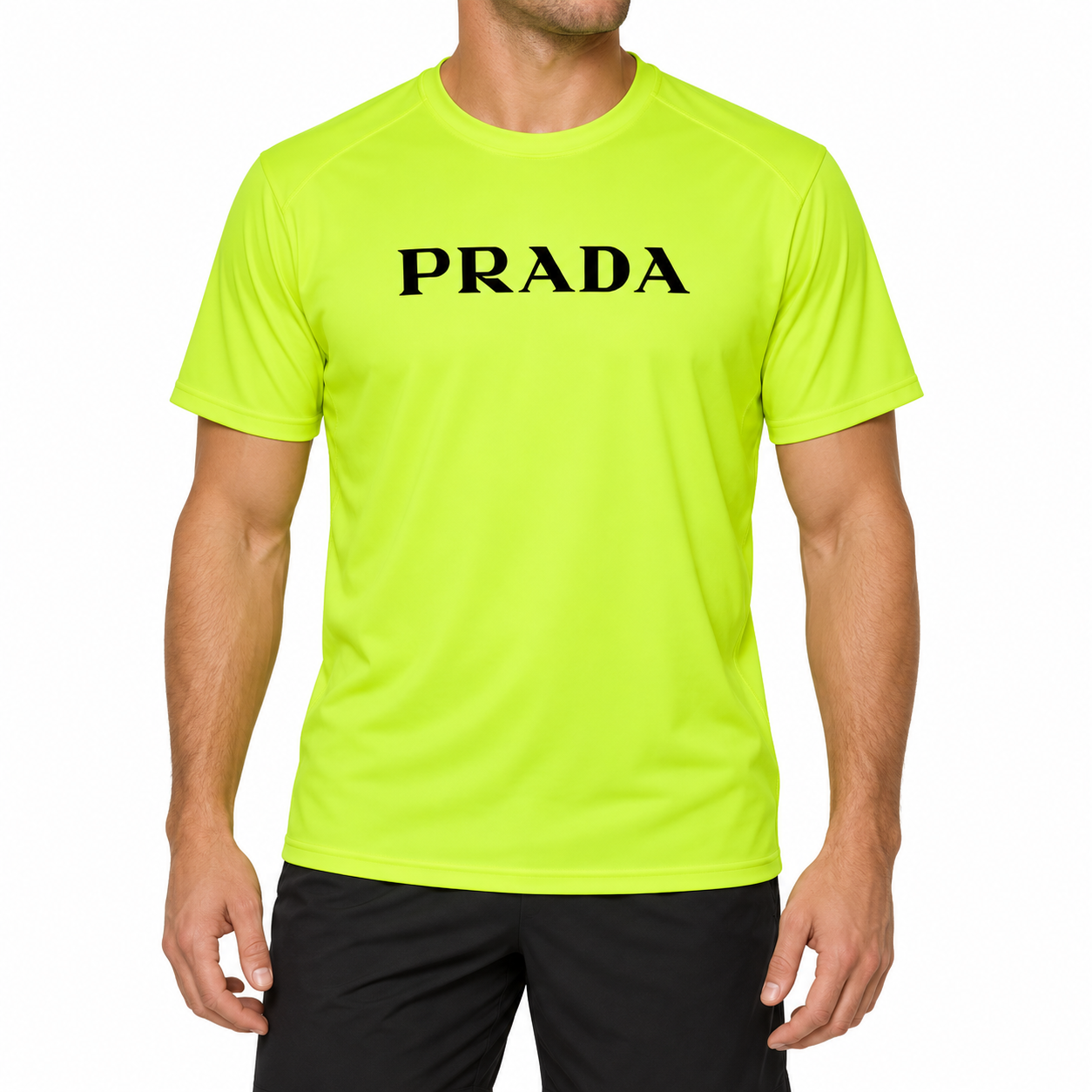 Men's Prada Performance T-Shirt | Color: Safety Green | Image 2