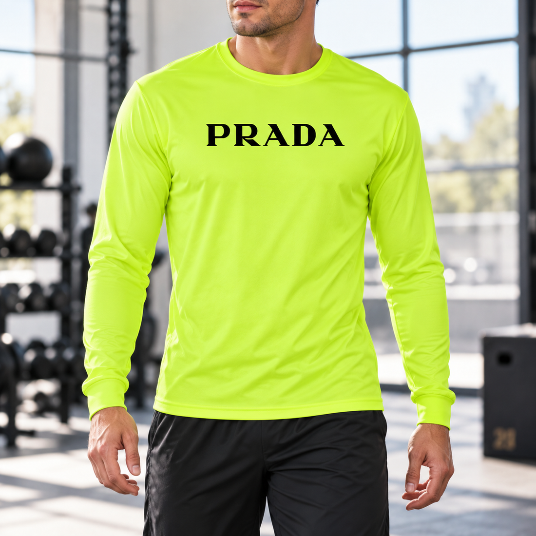 Men's Prada Polyester Long Sleeve T-Shirt - Safety Yellow - Image 2