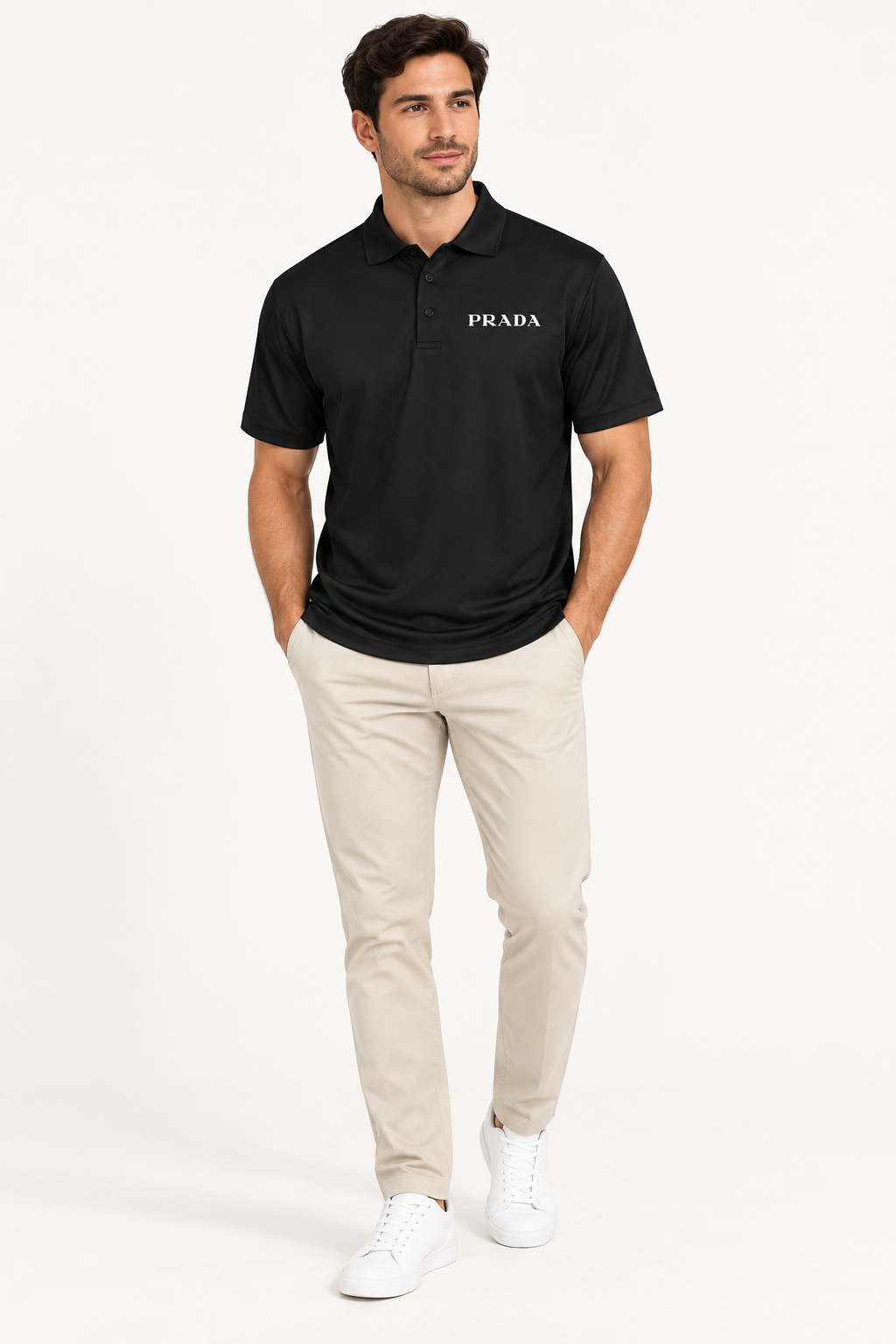 Men's Prada Polyester Polo | Color: Black | Image 2