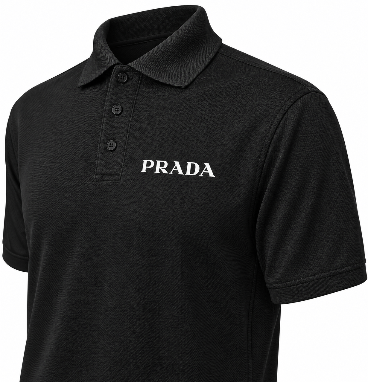 Men's Prada Polyester Polo | Color: Black | Image 3